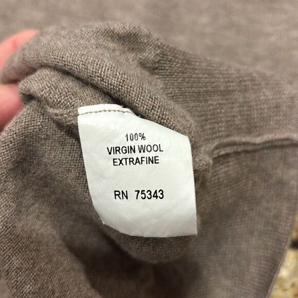 Merino Wool Sweater Paolo Mondo 100% Extra Fine V Neck Italy Mens Large brown - Picture 7 of 7